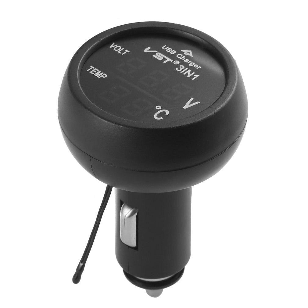 12V/24V Digitale Meter Monitor 3 In 1 Led Usb Car Charger Voltmeter Thermometer Auto Batterij Monitor lcd Digitale Dual Display