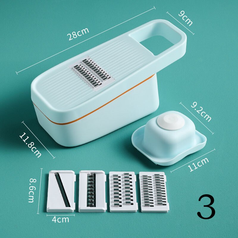 Trancheuse multifonctionnelle pour pommes de terre, carottes, concombre, Mandoline, râpe, avec passoire, outils de cuisine pour fruits et légumes: 3