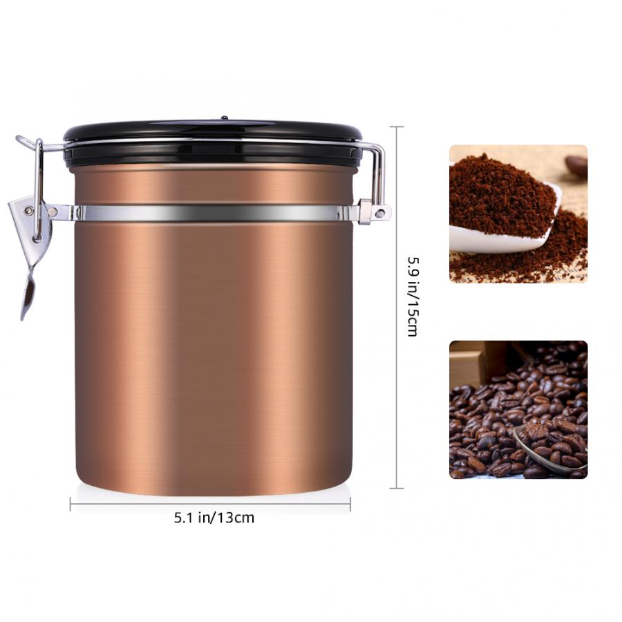 Zerodis Coffee Container Large Airtight Stainless Steel Tea Coffee Storage Cans Chests Kitchen Storage Canister Tea