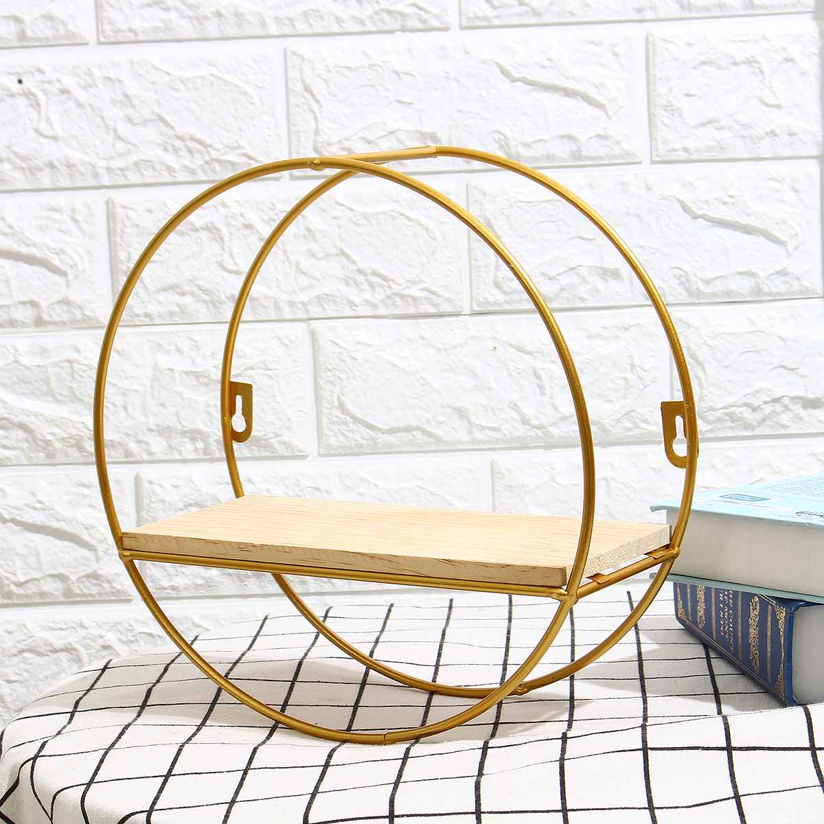 Estante decorativo de Metal de estilo nórdico estante de almacenamiento redondo estantes de decoración de pared del hogar maceta con adornos soporte estante