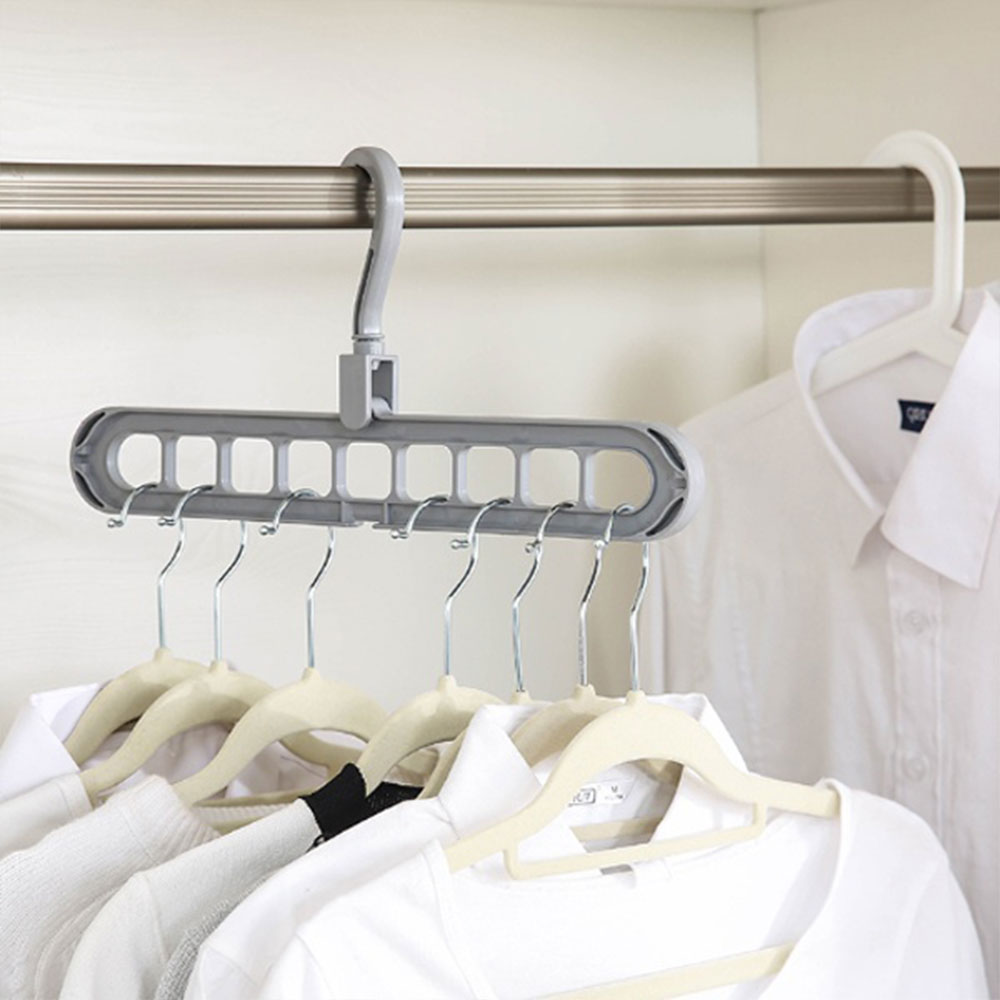 Clothes hangers 9-hole Multi-port Support Circle Magic Clothes Hanger Support baby Coat Hanger Multifunction Plastic Drying Rack
