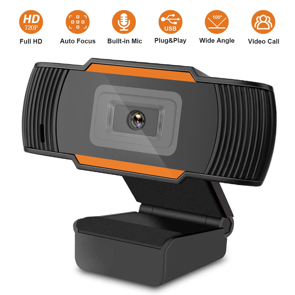 HD Autofocus Webcam Video Calling Recording 720P Camera for Laptop Desktop Webcam Build in Microphone
