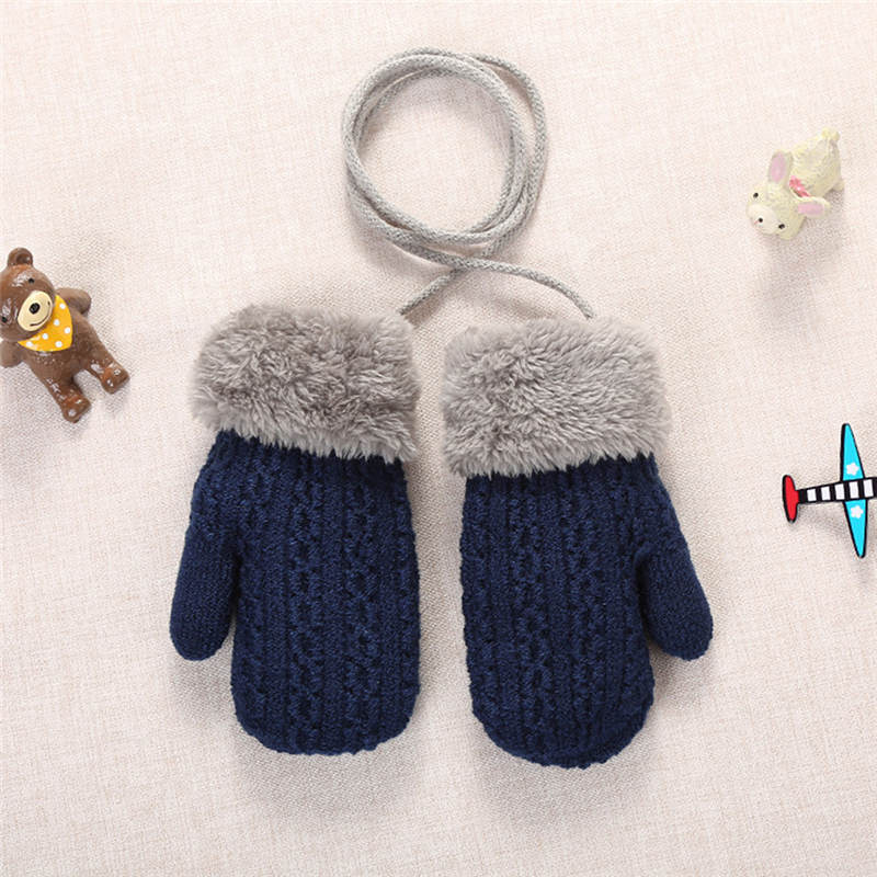 Baby Herfst Winter Fluwelen Gebreide Warme Handschoenen Meisjes Jongens Zuigelingen Patchwork Outdoor Wanten Wollen Handschoenen Vijf vingers Handschoenen