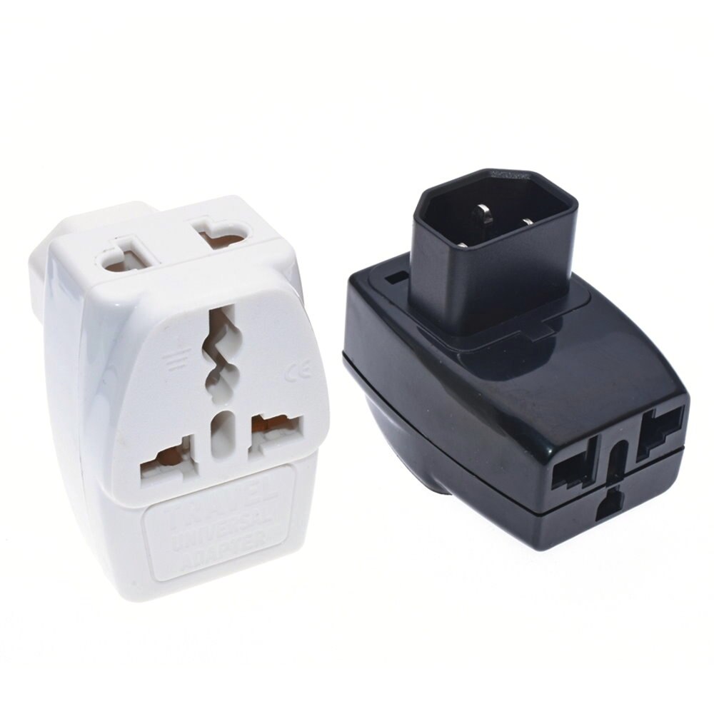 3 IN 1 - Universal to IEC C14 Male PDU PSU Electrical Plug Adapter AC100~250V 10A Black White