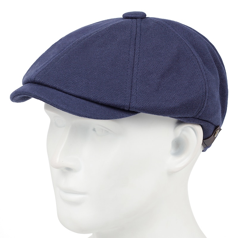 Katoen % Mode Baret Mode Oude Hoed Vier-Kleur Casual Hoeden Herfst En Winter Warm cap Koude Caps: Marineblauw