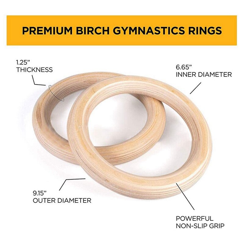 Gymnastiek Ringen Olympisch Gym Ringen Met Zware Verstelbare Bandjes Houten Gym Ringen Voor Pull Ups En Dips