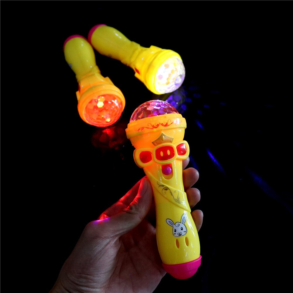 Kids Cute Pig LED Light Up Colorful Flashing Toy Children Flash Stick Microphone Starry Flashlight Toys