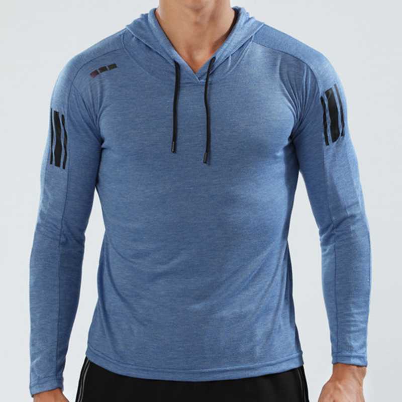 BARBOK männer Hoodie Sport Sweatshirt T-shirt langarm Schnell trocknende Elastischen Track Anzug Gym Fitness Jogging Sport tragen: L / Blau