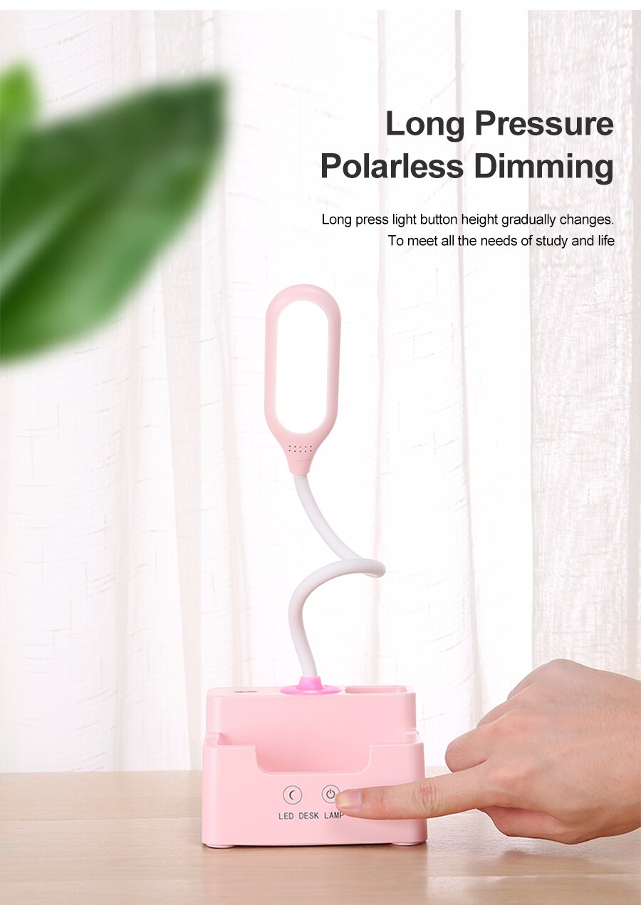 Oplaadbare LED tafellamp met ventilator touch, dimbare tafellamp, oogbescherming, kinderen leeslamp, pen houder Fan pen