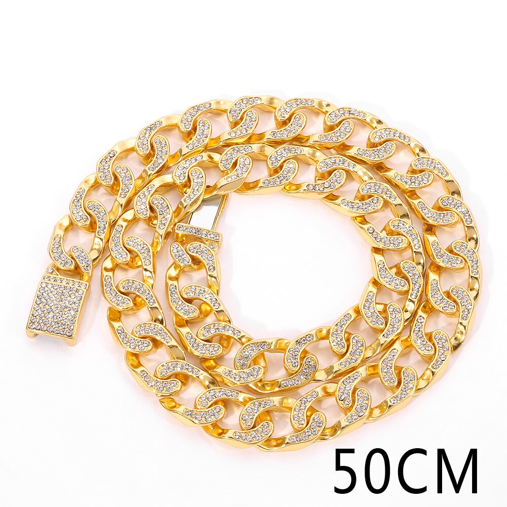 Hip hop jewelry S-Link Cuban Link Chains Necklace Mens Iced Rhinestones Jewelry products from: 20 inches / silver