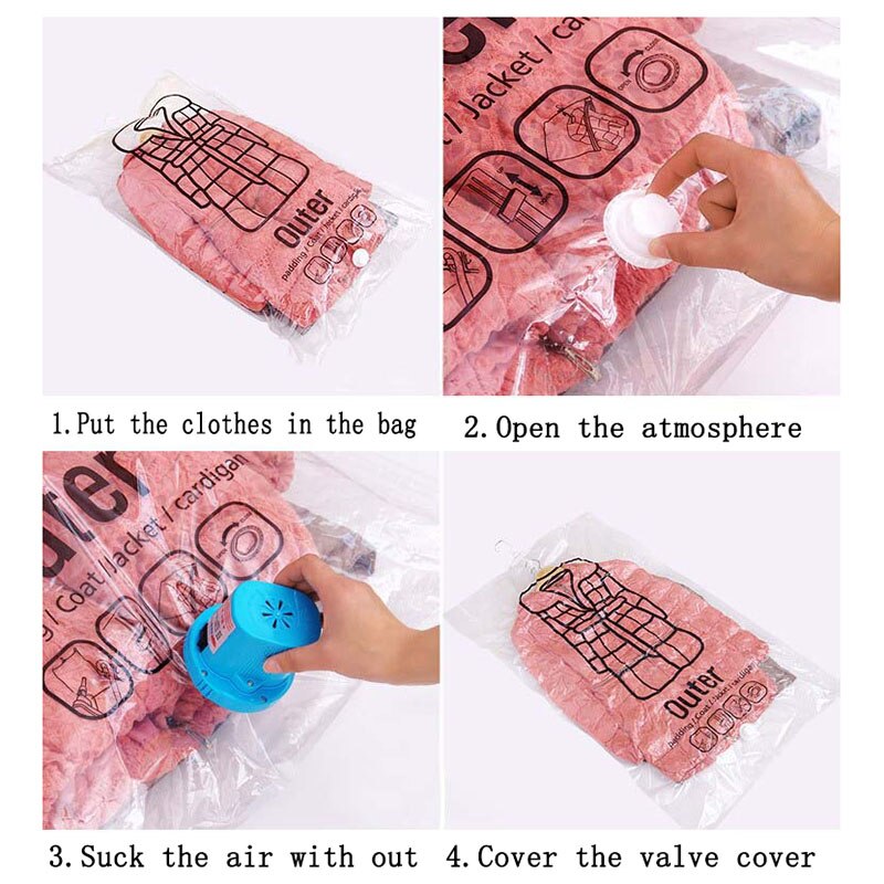 Opknoping Transparante Vacuüm Opbergtas Kast Ruimte Besparen Organizer Houders Opvouwbare Tassen Pack Kleding van kleding stofkap