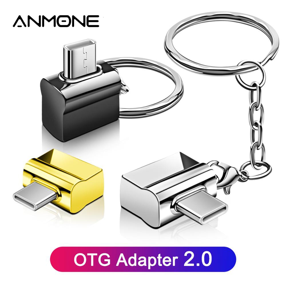 ANMONE USB Typ C OTG Adapter Typ-C Zu USB Konverter für USB C PD Ladegerät Maus tastatur Blitz disk Tragbare Schlüsselbund OTG Stecker