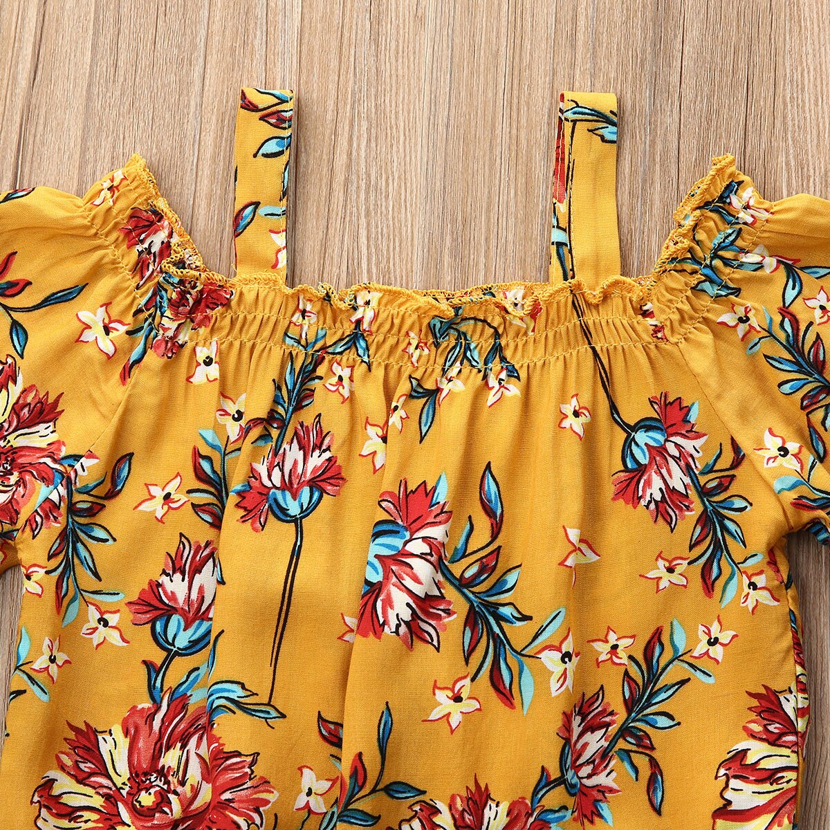 Pudcoco Del Bambino Del Bambino Vestiti Della Ragazza Della Stampa Del Fiore Off Spalla Strap Crop Magliette e camicette Della Chiusura Lampo Del Denim Mini Gonna 2Pcs Abiti di Cotone vestiti