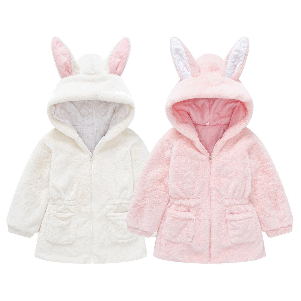bébé filles fausse fourrure Long manteau hiver épaissir mignon à capuche solide vestes pardessus vêtements d'extérieur pour enfant vêtements