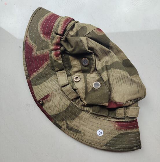 German Oak Leaves Camouflage Cap Boonie Hat Flecktarn Pea Raindrop: Red
