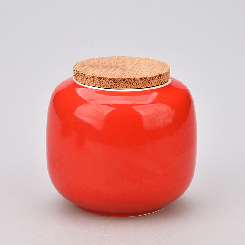 Mini Jarra de cerámica con tapa de madera sellada, recipiente portátil para té, dulces, velas aromáticas, contenedor de porcelana, decoración del hogar: I