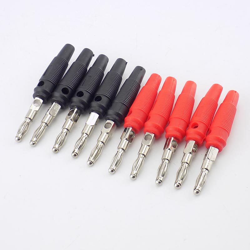 10pcs 4pcs 4mm Banana Plugs Connector Solderless video Musical Speaker Stackable Cable Wire Pin Banana Plug Connectors Red Black