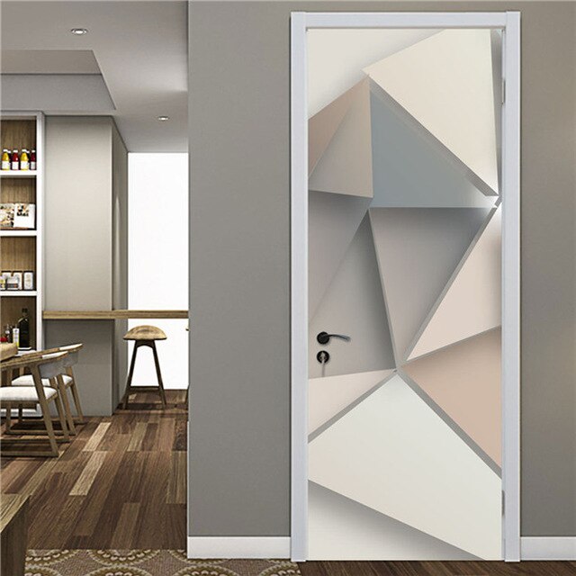 Gör-det-själv-väggmålning vattentät tapet självhäftande geometri trappor dörrklistermärke print bild renovering sovrum heminredning: Dörr xrk 863-01 / 77 x 200cm