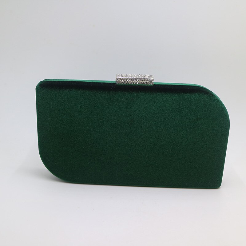 Royal nattergal hård boks clutch silke satin/fløjl mørkegrøn aftentasker til kvinders festbal og matchende sko og kjole: Fløjlgrøn