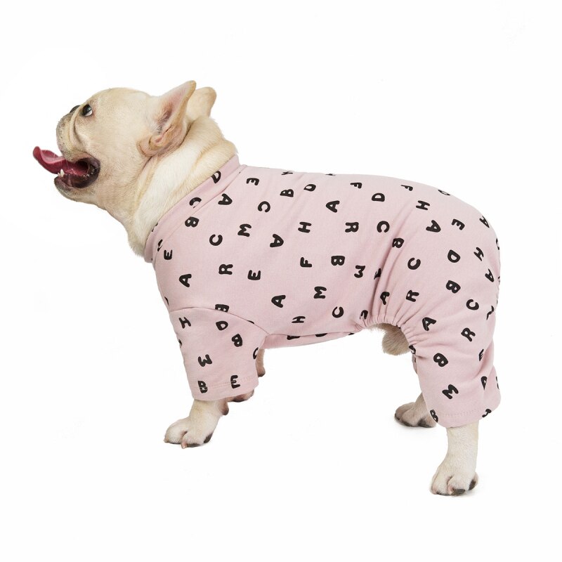 Katoen Hond Pyjama Jumpsuit Pug Franse Bulldog Kleding Schnauzer Kleding Pet Outfit Algehele Poedel Bichon Hond Pyjama Pijama: Roze / S