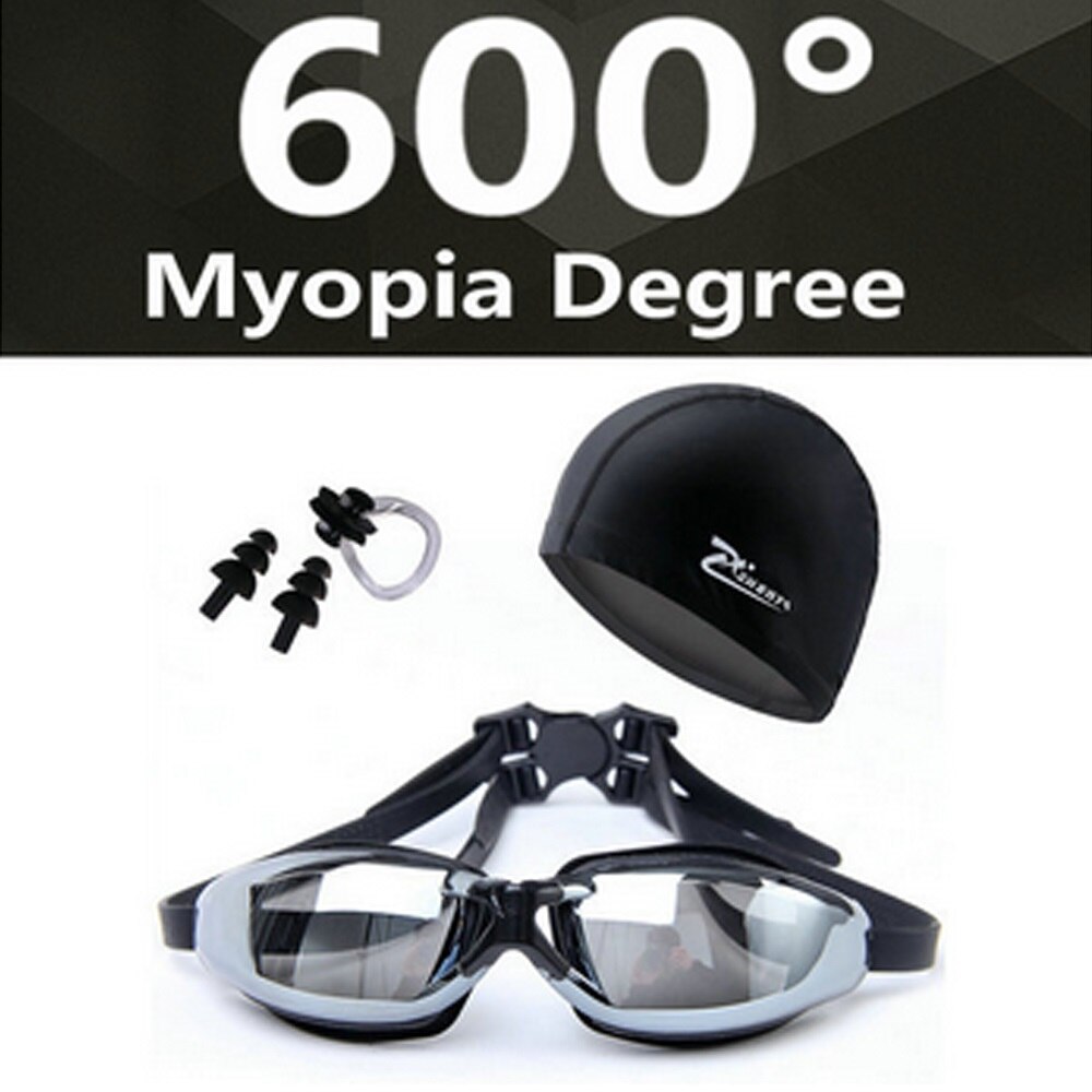 Myopia Swimming Goggles HD shortsighted prescription glasses Acetate Spectacles plating lens adult swim goggles pools swiming: Myopia 600 black