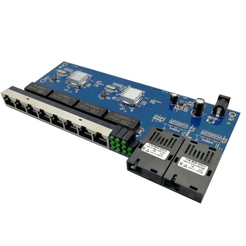 2G8E 8UTP RJ45 Gigabit Ethernet schalten Fiber Hafen SC Stecker 8X10/100/100 0M PCBA Bord Fibra optische Konverter Platte