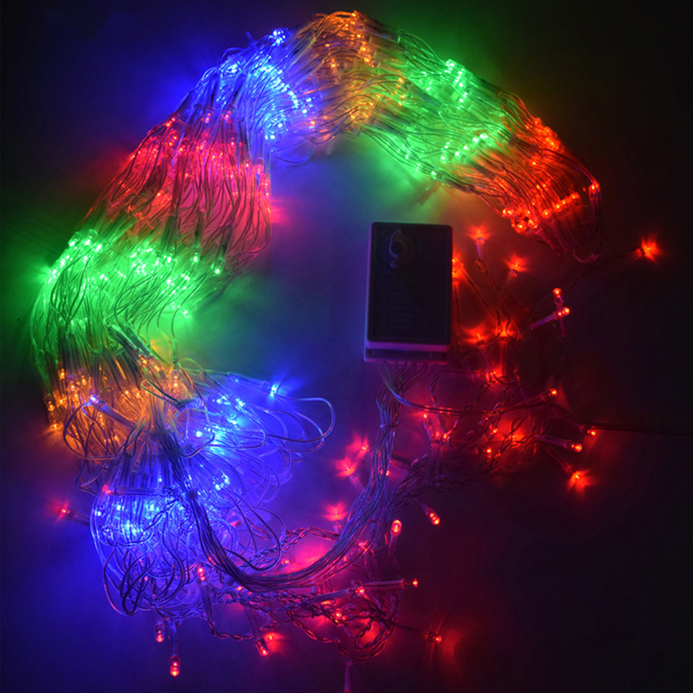Led Gordijn Verlichting, 3M 3 Pauw Mesh Netto Led String Lights 8 Modi Outdoor Fairy Guirlande Verlichting Voor Kerst Decor