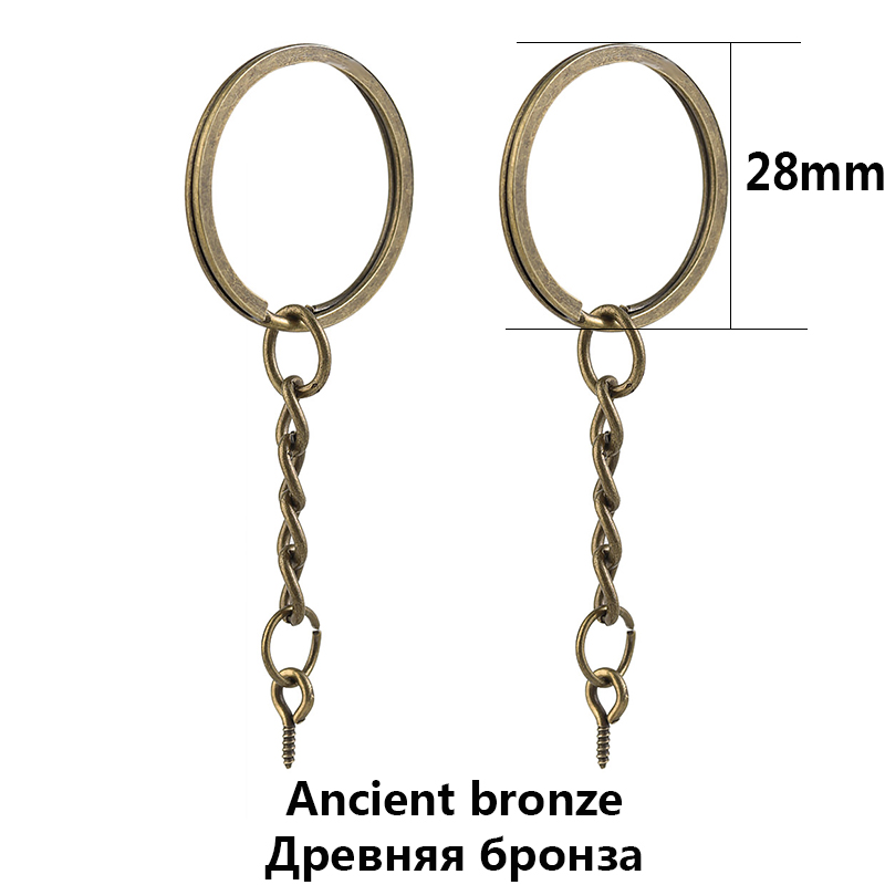 10pcs Screw Eye Pin Key Chain Key Ring keychain Bronze Rhodium Gold Color Keyrings Split Rings With Screw Pin Jewelry Making: WHITE