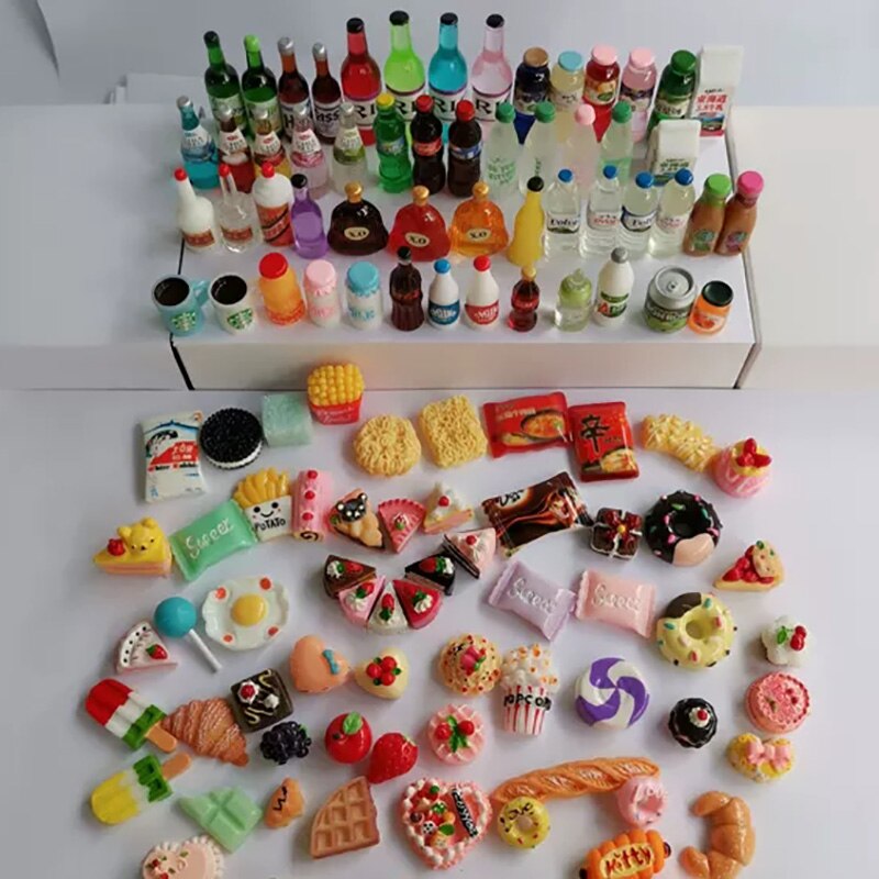20pcs Dollhouse Miniature Supermarket Food ice cream Snacks wink Dinks For Barbies Ob11 Blyth Doll Accessories Toys