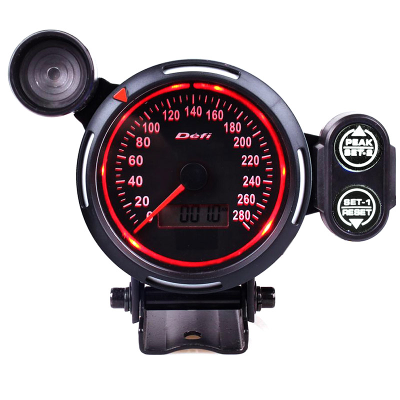LCD 80MM Car Speedometer MPH Gauge With Red Shift Light MPH Auto Gauge Speedometer: Red