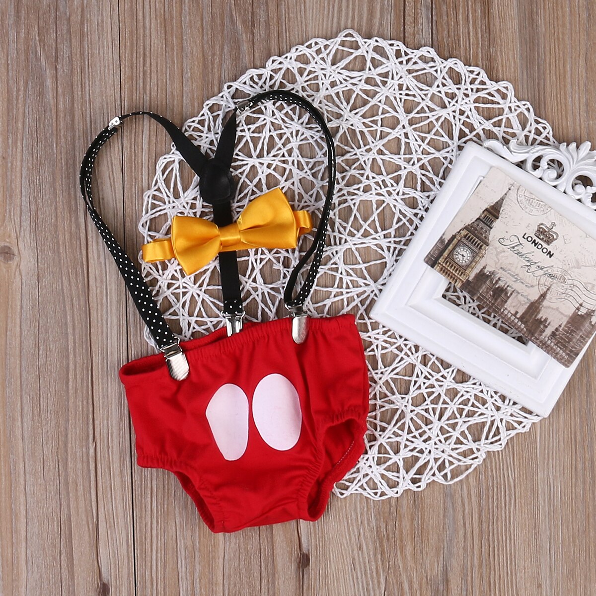 Baby Boys Cake Smash Outfit First Birthday Bloomers Bowtie Suspenders Clothes set Clothes