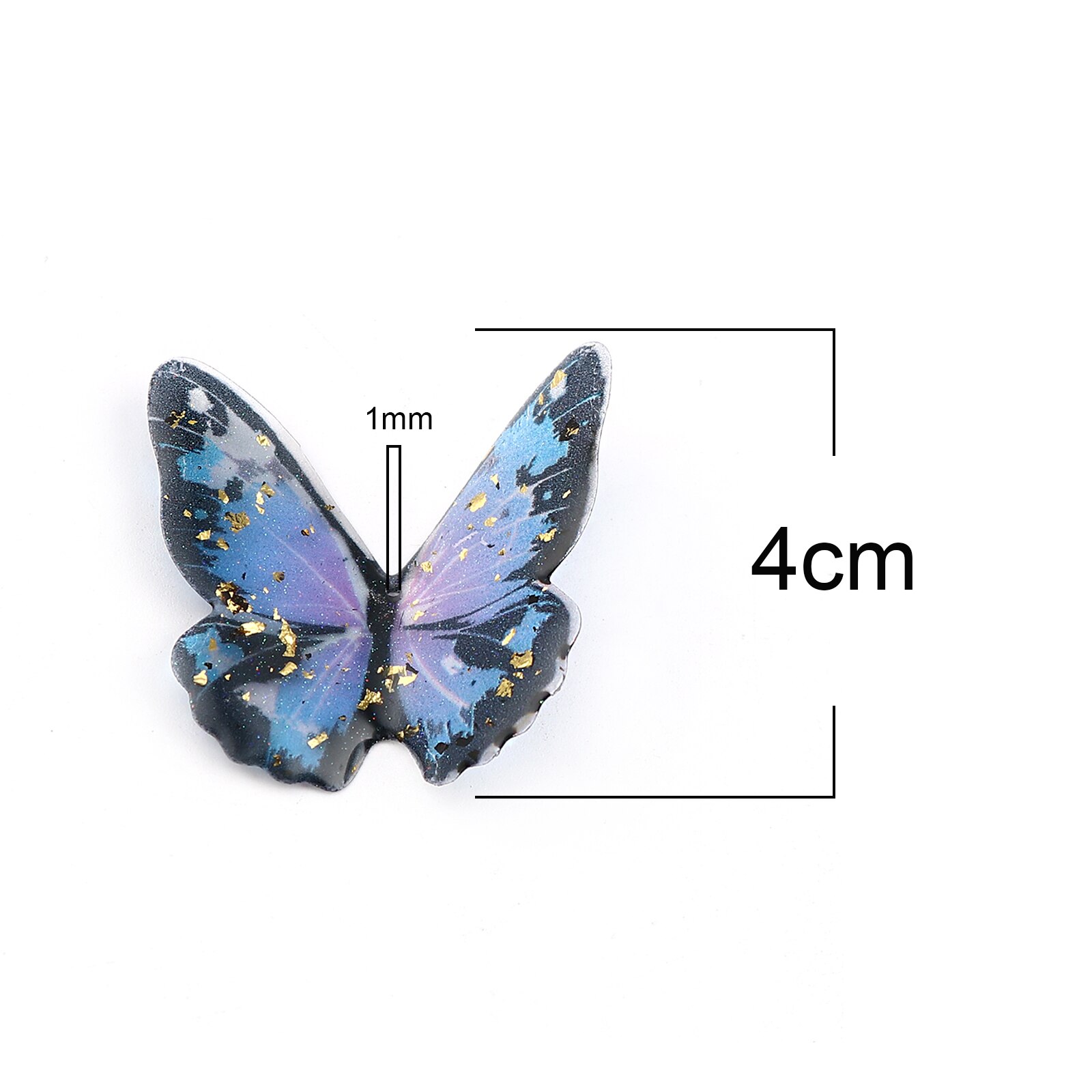 3/5PCs fascini del pendente della serie della farfalla dell'insetto della resina per la fabbricazione di gioielli foglia d'oro farfalla animale blu viola stagnola 23mm x 22mm: 5PCs-5