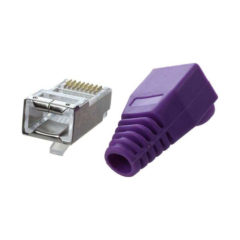 30 Pcs Metal Shielded 8P8C RJ45 Plug Network Connectors w Protective Sleeve