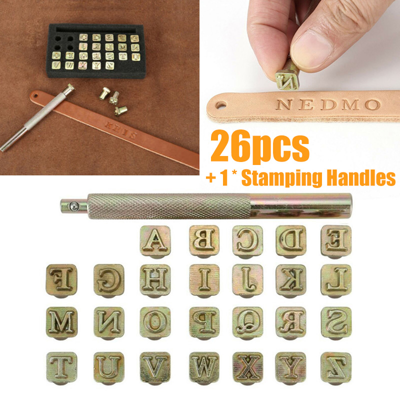 26 stk alfabet brev læder stamper sæt stål punch metal læder stanseværktøjer til diy læder håndværktøj