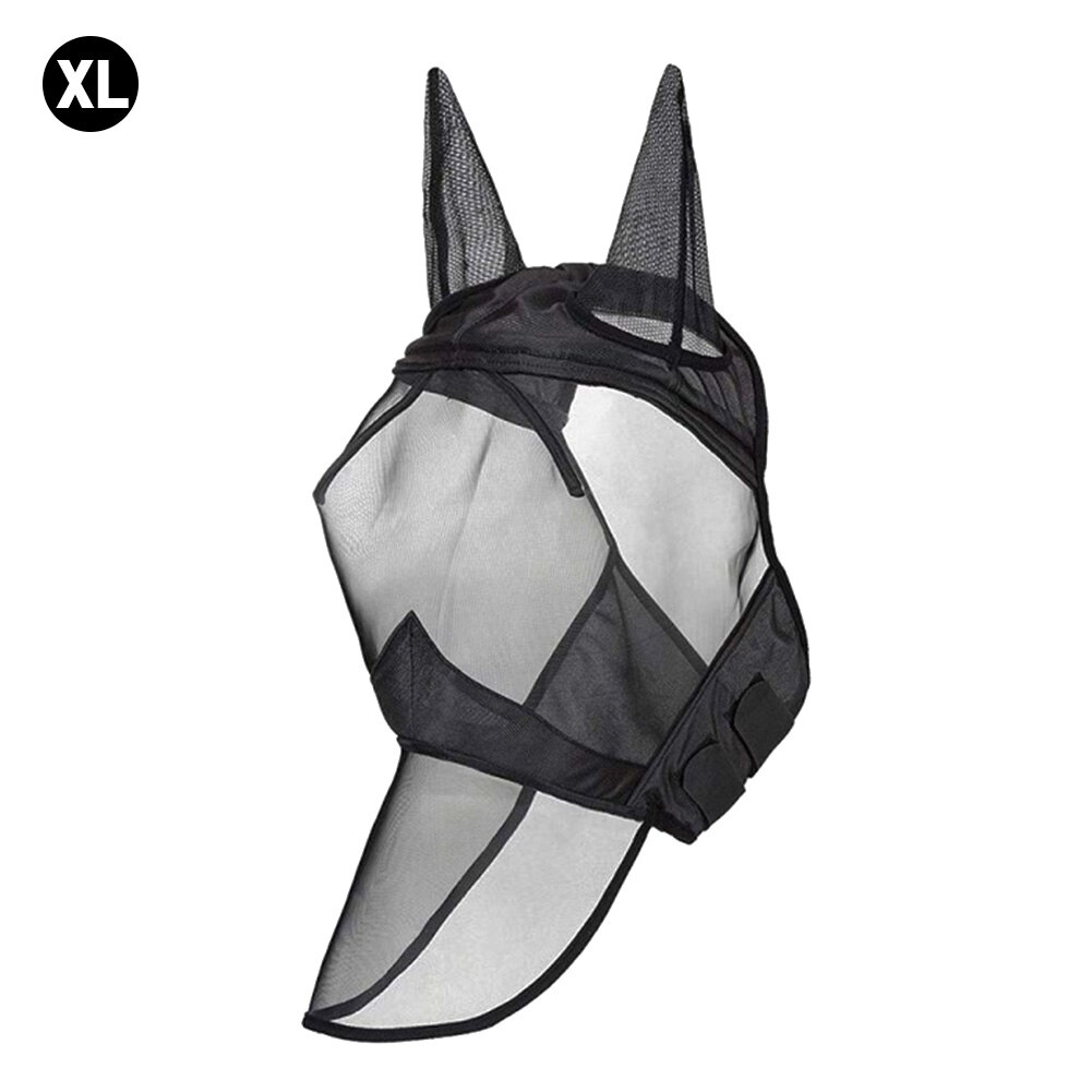 Volledig gezichtsmasker voor paarden, bescherming tegen vliegen, oog, neus, oor, ademend, veilig voor in de weide, anti-muggen, zomer, verstelbaar  l0706: Xl