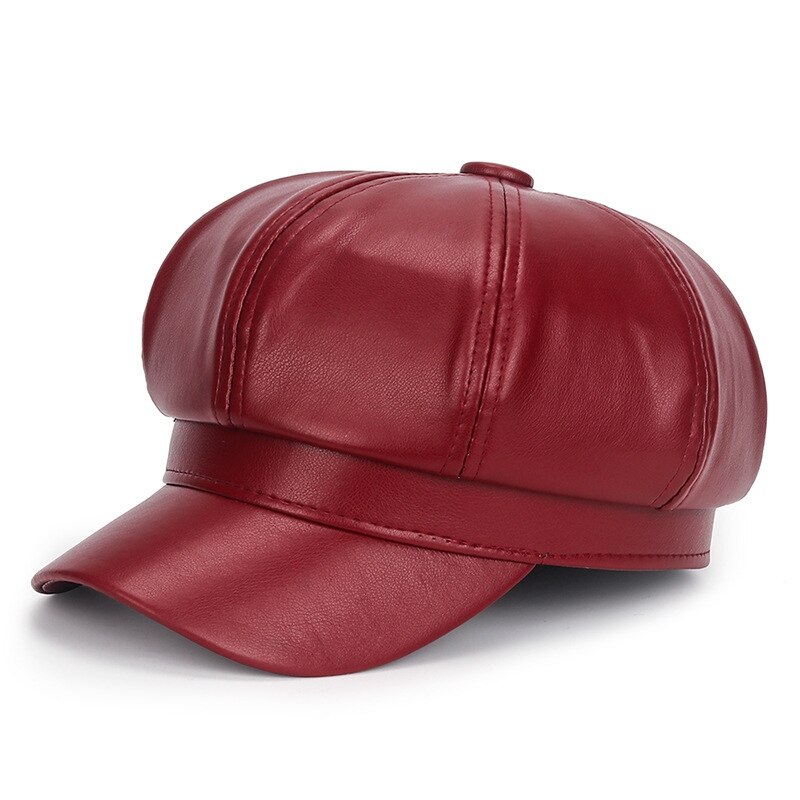 Gorro de cuero con visera para niño y mujer, gorro de estilo clásico, a la , para invierno, novedad: BY