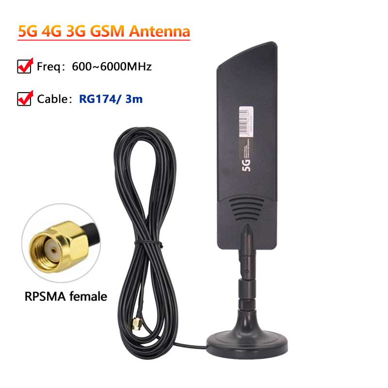 Fuldbånds 5g wifi-routerantenne 18 dbi booster indendørs 4g 3g 2g gsm mobilnetværkssignalforstærker omni-antenne  ts9 sma rpsma: Blå