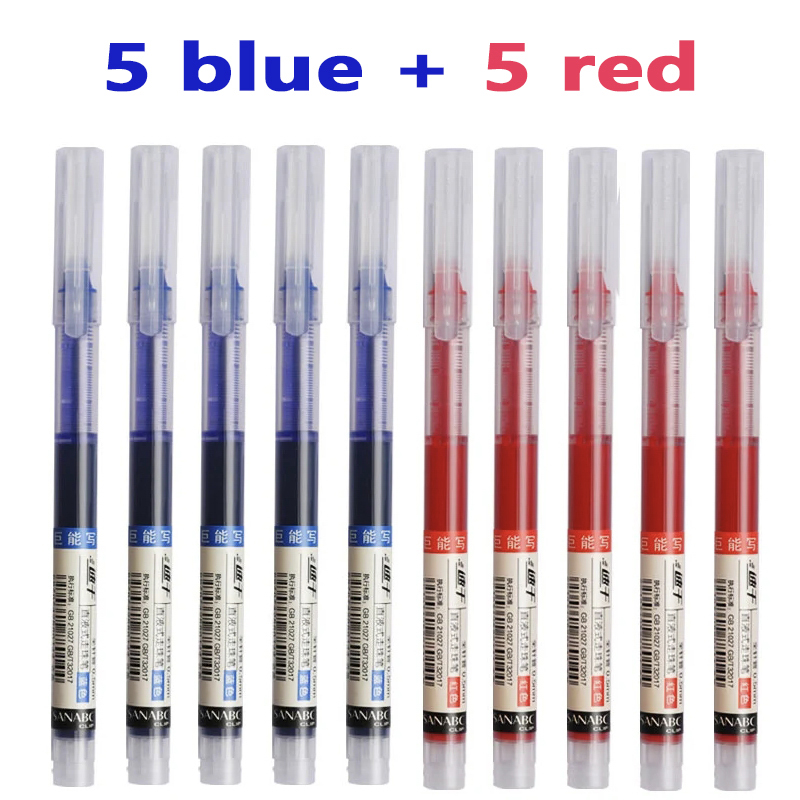 Set Pixuri Gel - 12 Buc - Vârf Scriere 0.5mm - Cerneală Uscare Rapidă - Negru, Roșu, Albastru și Culori: Albastru marin