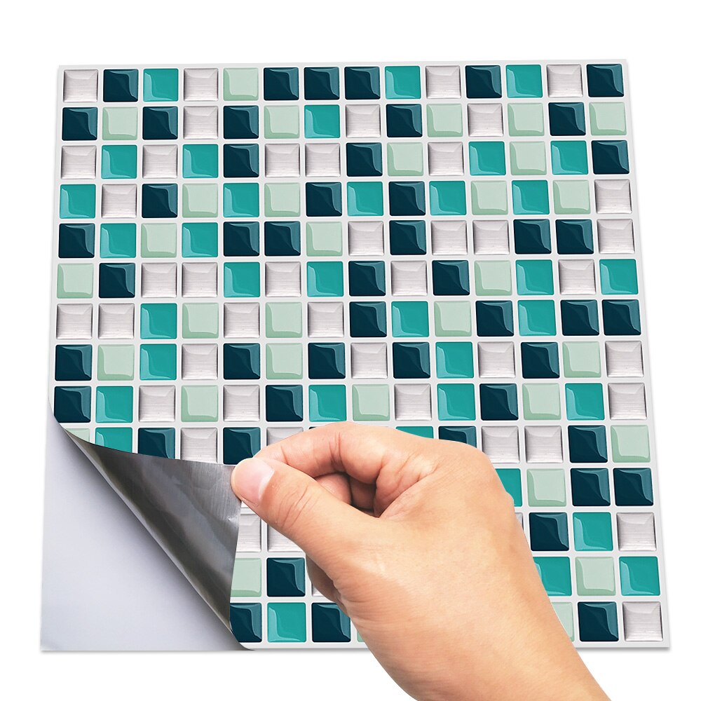 Stickertile vandtæt vinyl 3d skræl og stick backsplash diy køkken selvklæbende mosaikfliser