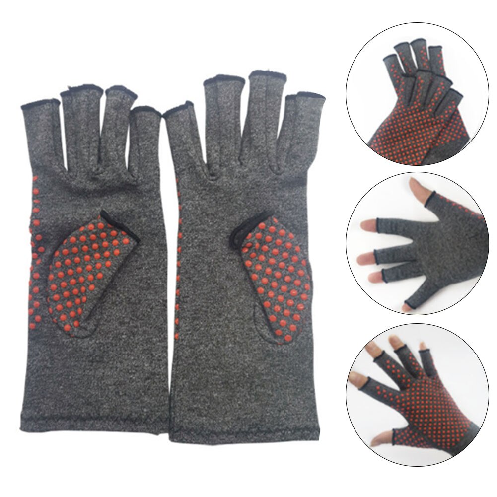 Gants anti-douleur pour hommes et femmes, 1 paire, anti-arthrite, gonflage, Compression, Portable, antidérapant, saisie sur ordinateur, Tension musculaire, demi-doigt
