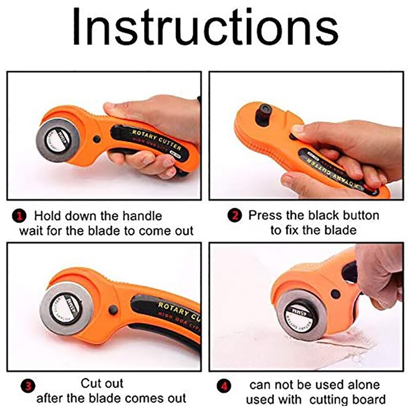 45mm Rotary Cutter Quilter Sewing Fabric Crafts Cutting Tool W/5PCS Refill Blade Rotary Cutter Alloy Steel+ABS Plastic