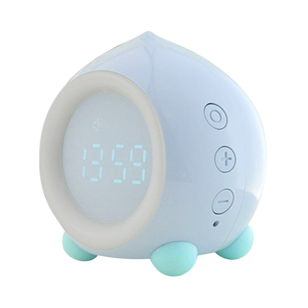 Digital Cute LED Alarm Clock Modern Night Light Clock Desktop Table Decor Voice Control Snooze Function Desk: Blue