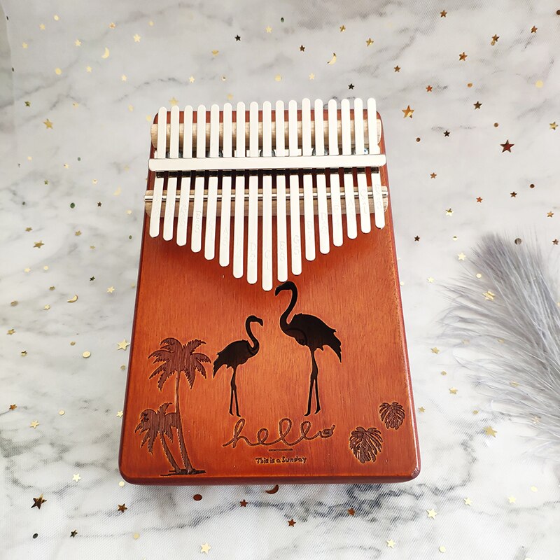 Kalimba, 17 teclas, Pulgar, Piano, de gran , dedo de caoba, Piano portátil, 17 teclas, teclado de música, instrumento: double Crane