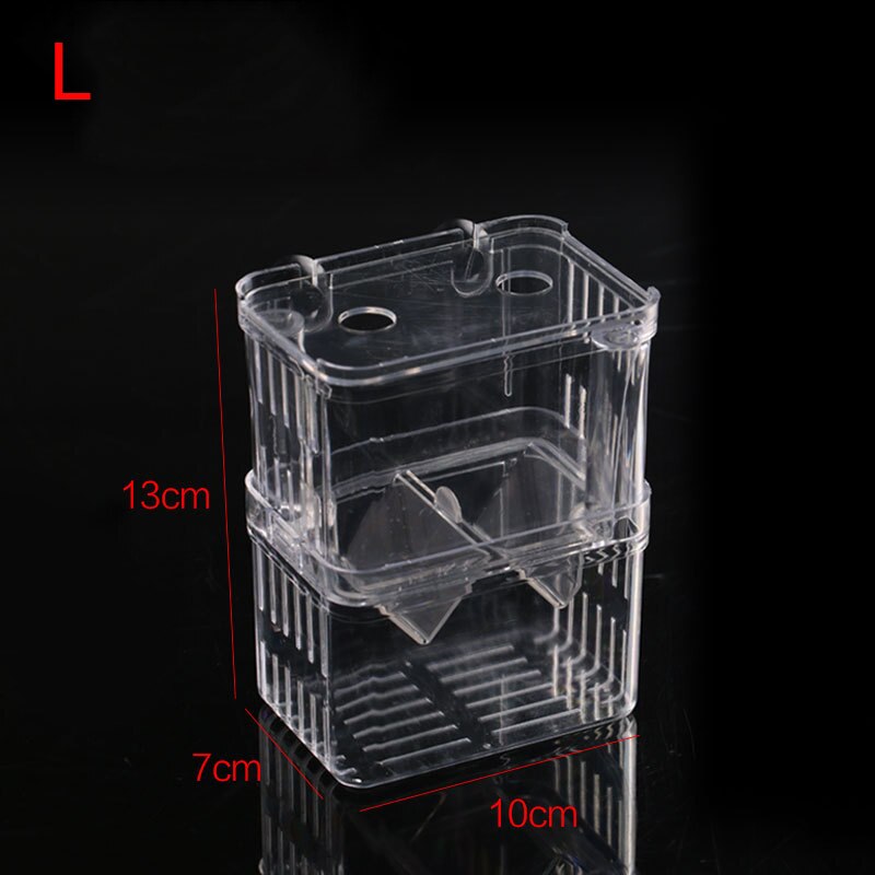 Double-Deck Clear Fish Breeding Isolation Box Floating Guppy Fish Incubator Protective Baby Fish Aquarium Breeder Acrylic: L
