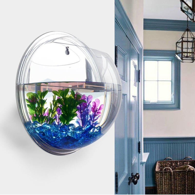 Acrylic Plexiglass Fish Bowl Wall Hanging Aquarium Tank Aquatic Pet Products Wall Mount Fish Tank for Betta fish