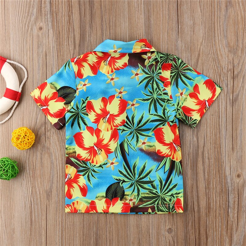 Emmababy 0-6Y kids Fancy Baby Girl boy shirts beach Hawaii vacation style short Sleeve Tops Shirt summer baby boys blouse