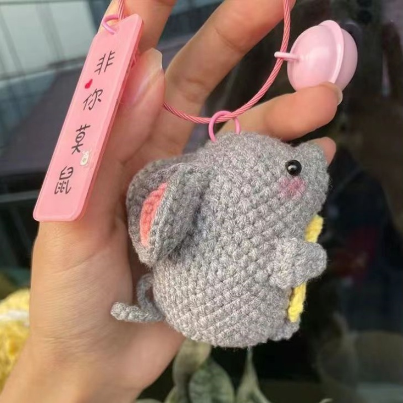 Tricot fait à la main bricolage artisanat souris poupée de dessin animé porte-clés décoratif Kit de Crochet pour les débutants adultes apprendre au Crochet matériel Kit