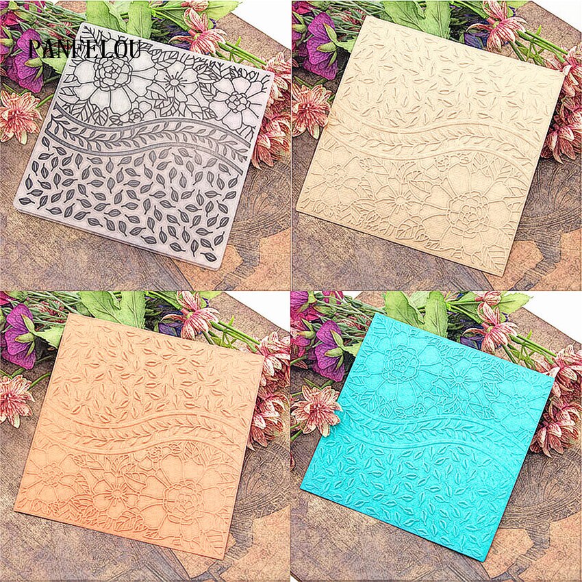 PANFELOU Large flowers and leaves Embossing folders Plastic For Scrapbooking DIY Template Fondant Cake Photo Album Card Making