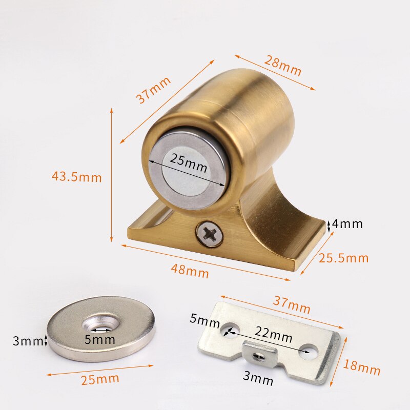 SSMX imán de neodimio Tope de puerta 304 Acero inoxidable fuerte suelo magnético succión Mini Tope de puerta muebles Hardware: Brushed gold