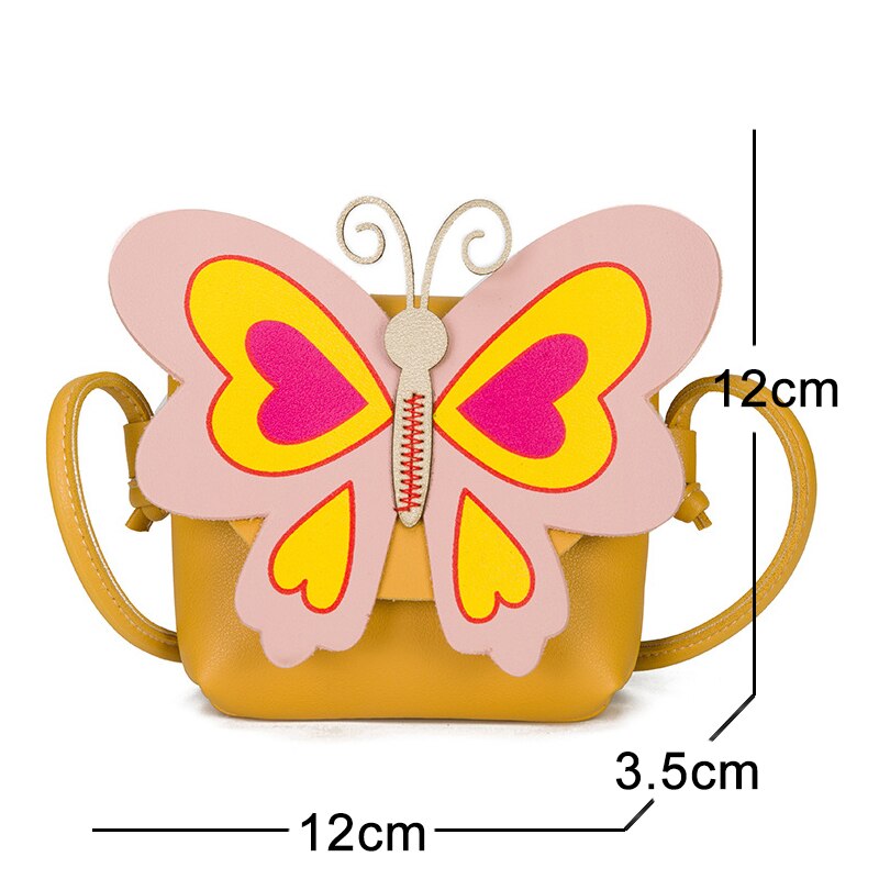 Jente mini bag søt 3d sommerfugl skulder messenger bag veske vanntett skinn jente crossbody vesker for barn